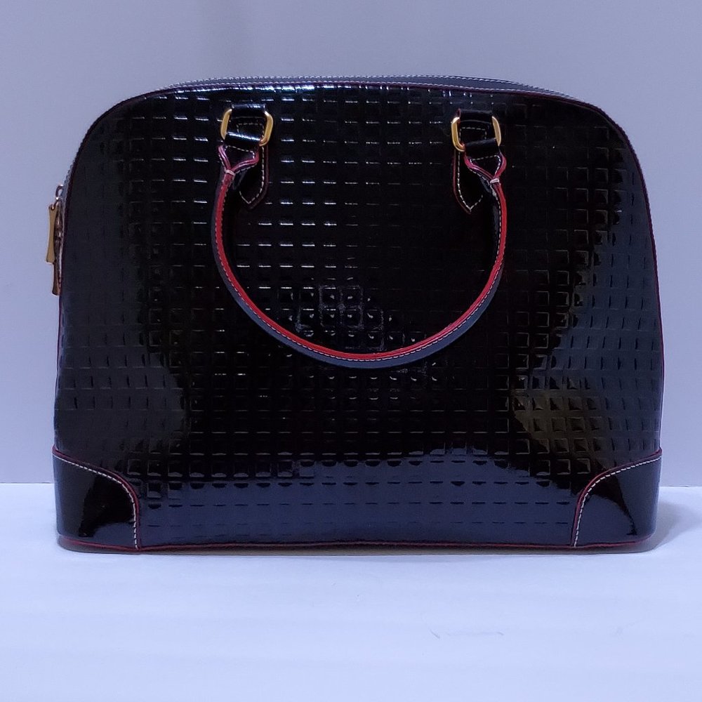 INVECE Embossed Black Patent Leather Handbag